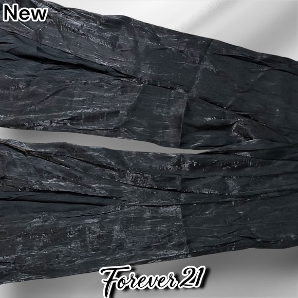 New Forever 21 Satin Split-Hem Palazzo Pants Black - Picture 6 of 10